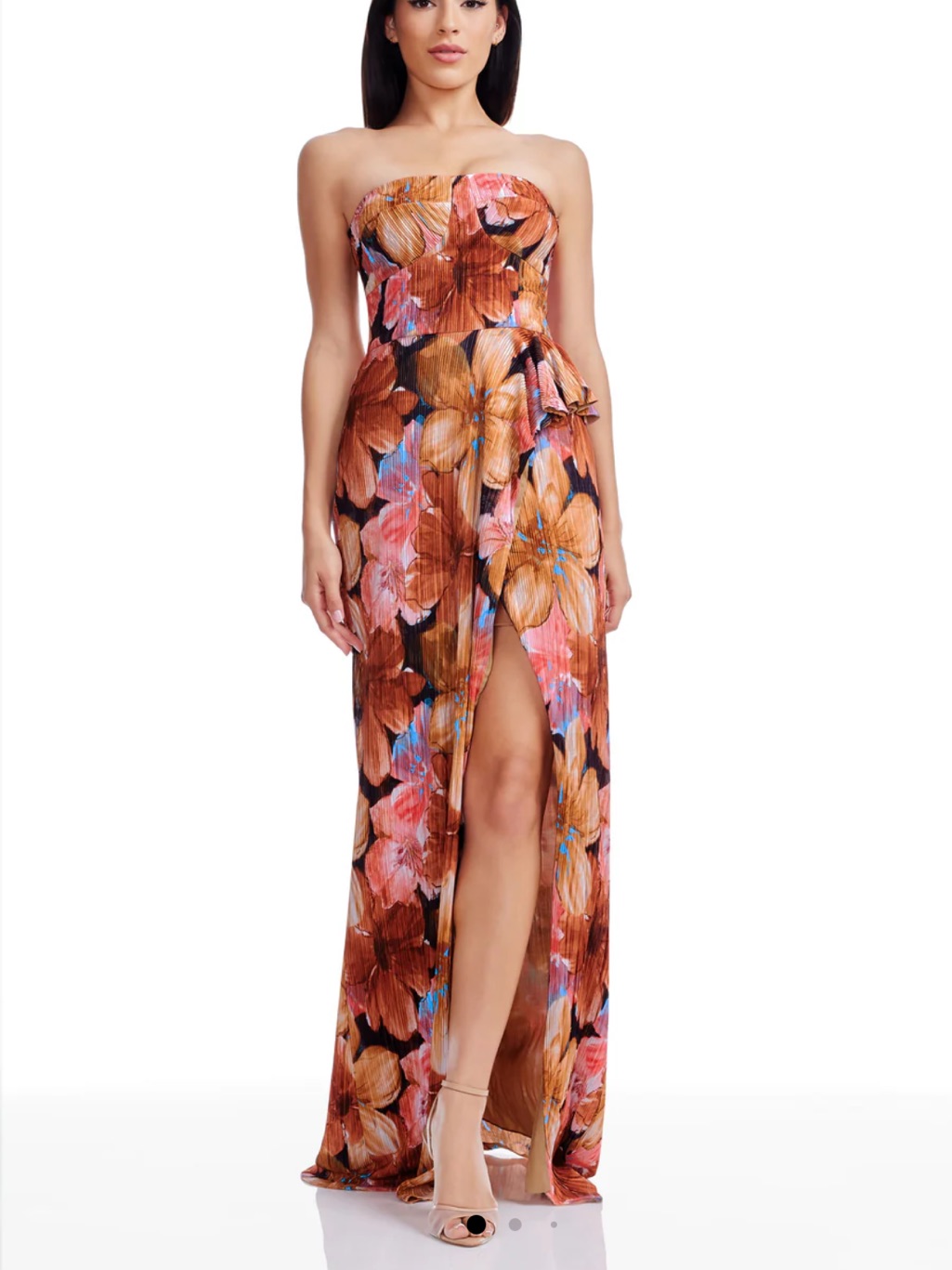 Nwt Dress The Population Kai Floral Pleated Plisse Maxi Sizes Xl , S